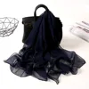 Women Foulard Gradient Solid Color Chiffon Georgette Scarf Bandana Elegant Long Shawl Hijab Summer Sun Protection 4