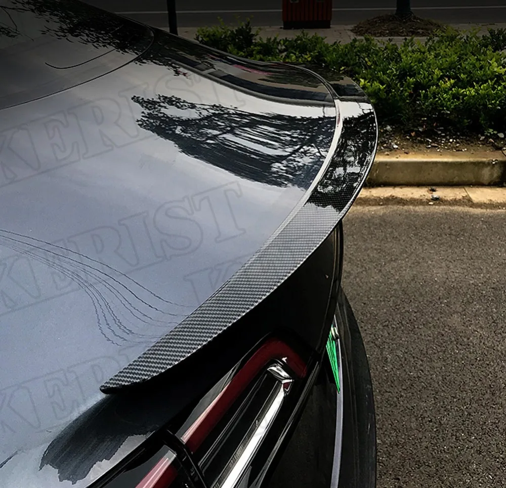 Для Tesla модель 3- карбоновый стиль задний спойлер для грузовика стикер