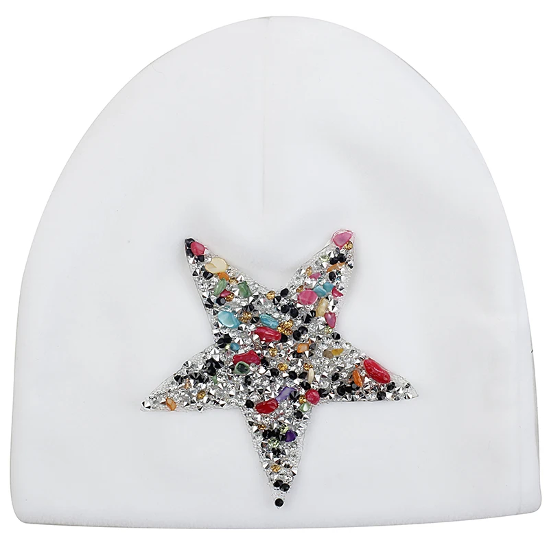 Бархатные детские шапки с черепом и пентаграммой для новорожденных девочек и мальчиков; теплые зимние шапки-бини; шапки-унисекс для детей от 0 до 3 месяцев - Цвет: Multicolor-2 white