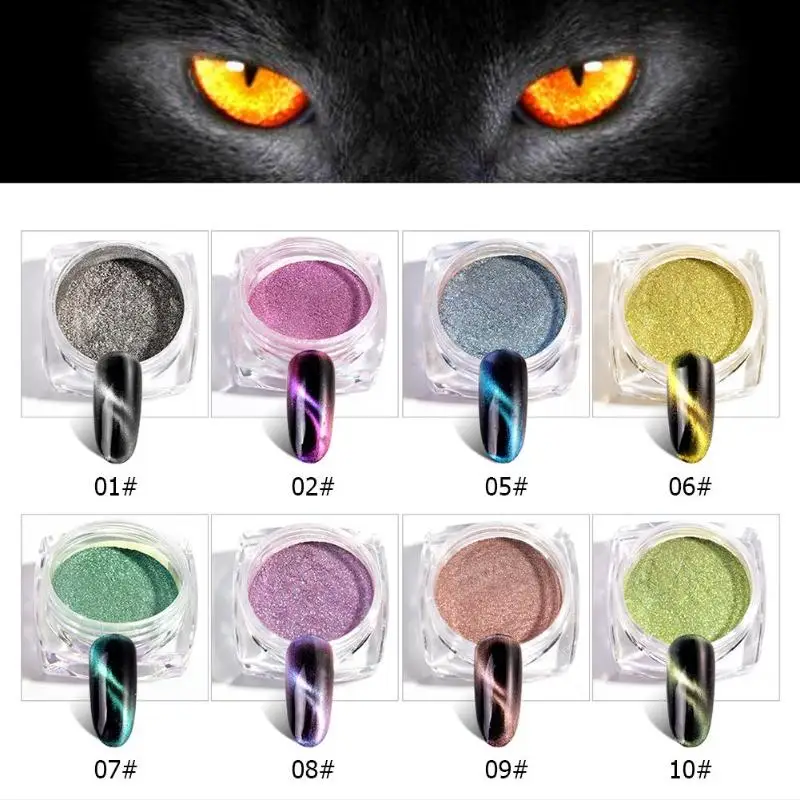 

1g 3D Box Cat Eye Nail Glitter Powder 3D Magnetic Effect Powder Chrome Pigment Dust Chameleon Glitter DIY Nail Art Decorations