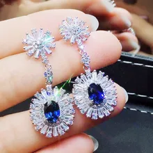 Серьги-капли с натуральным сапфиром или Рубином, гранатом или розовым топазом, 1 карат* 2 шт. драгоценный камень, Стерлинговое Серебро 925 пробы, хорошее ювелирное изделие# J910162