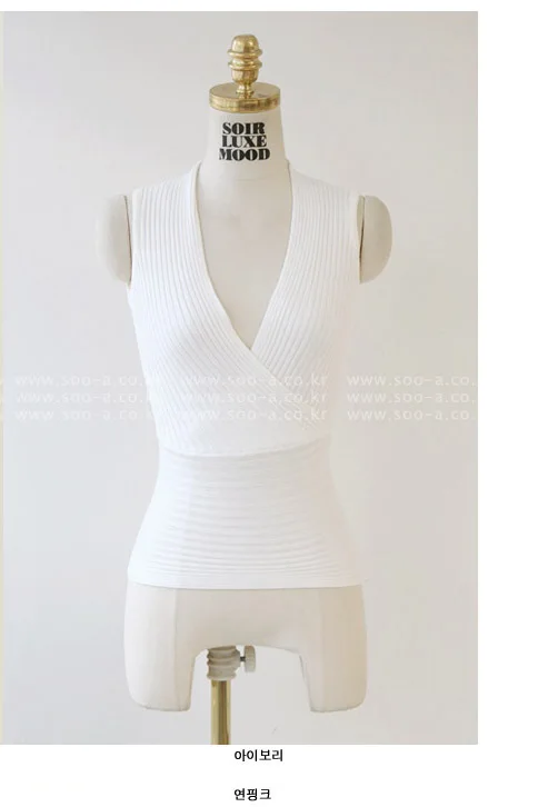 Белый Atacado de roupas femininas женский свитер Ночной клуб жилет трикотажные топы с глубоким v-образным вырезом трикотажный джемпер без рукавов T5409 - Цвет: Белый
