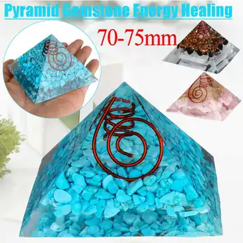 

7cm Pyramid Crystal Gemstone Meditation Yoga Energy Generator Converter To Gather Health Natural Healing Stone and Copper Decor