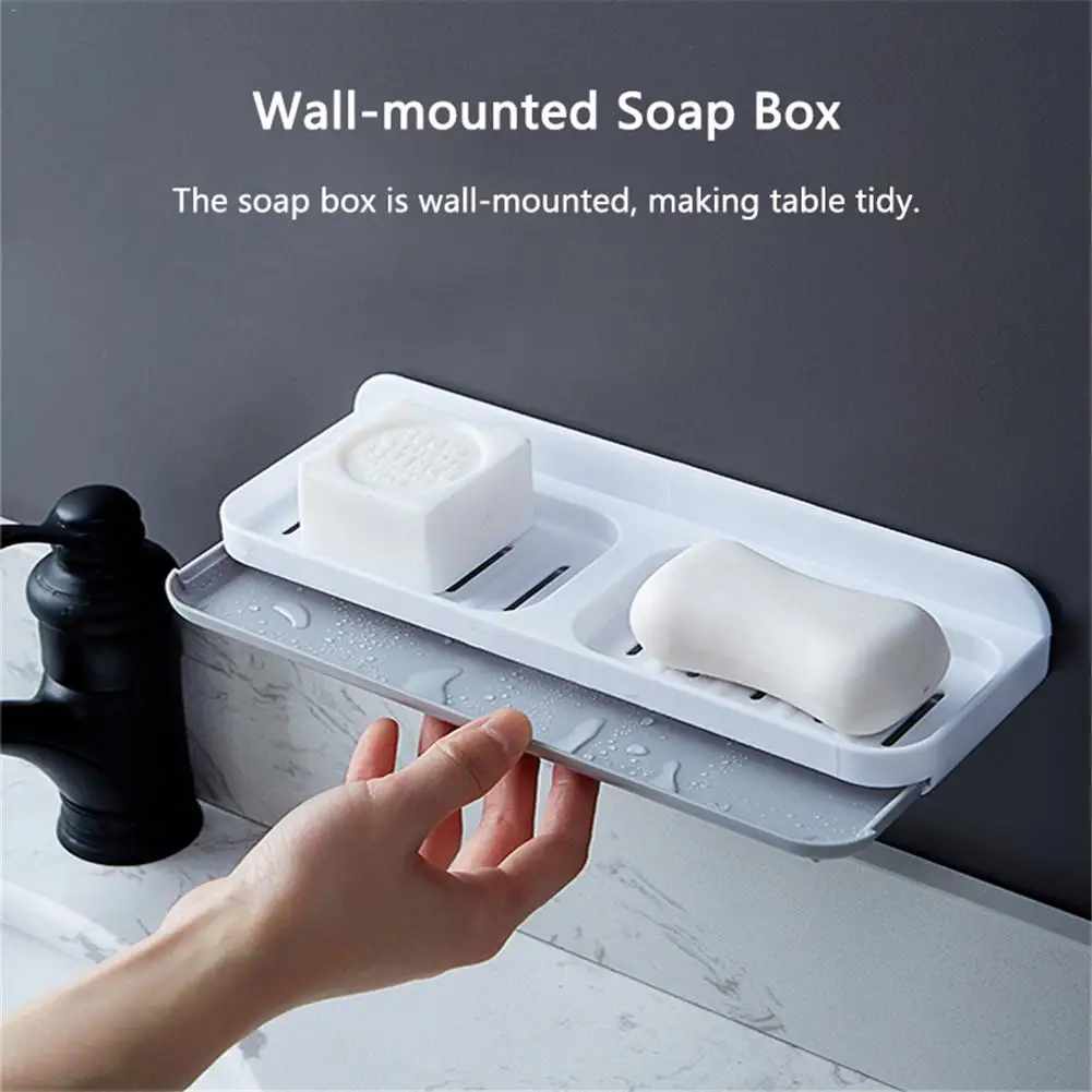 Soap Dish Punch-free Wall-mounted Double Layer Draining Soap Box Holder Double-layer Design Quick Delivery