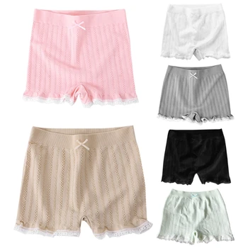 

Women Elastic Tight Shorts Lace Stripe Under Skirt Safety Pants Boyshort Bowknot