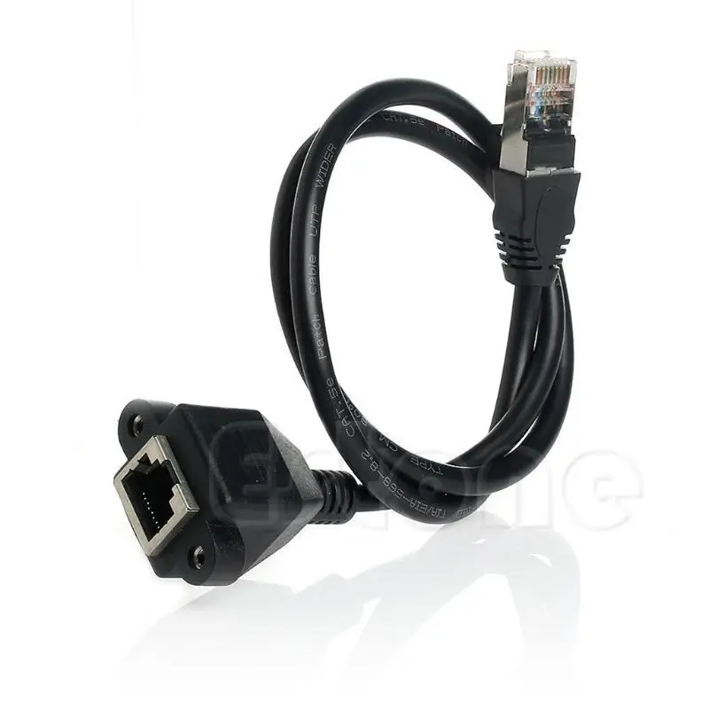 Новинка 0,6 м Ethernet Интернет сеть LAN RJ45 мужчин и женщин удлинитель кабель черный