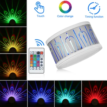 

Colorful Peacock Projection Lamp Remote Control Night Light Hotel Bedroom Decoration Wall Lamp USB Charging Projection Lamp