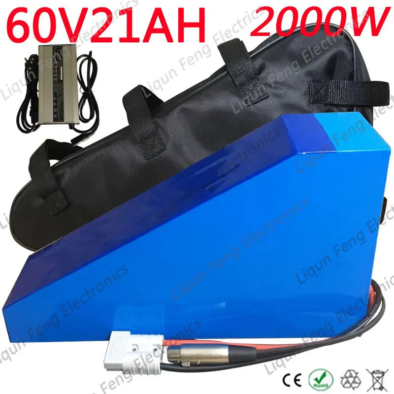 Ebike Battery 36V 20Ah 48V 20Ah 52V 20Ah 60V 20Ah Triangle Electric Bicycle Battery for 1000W 2000W Bafang BBS03 BBSHD Motor Kit