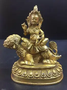 

Chinese Antique Brass gold plated God of wealth brave troops Buddha statue
