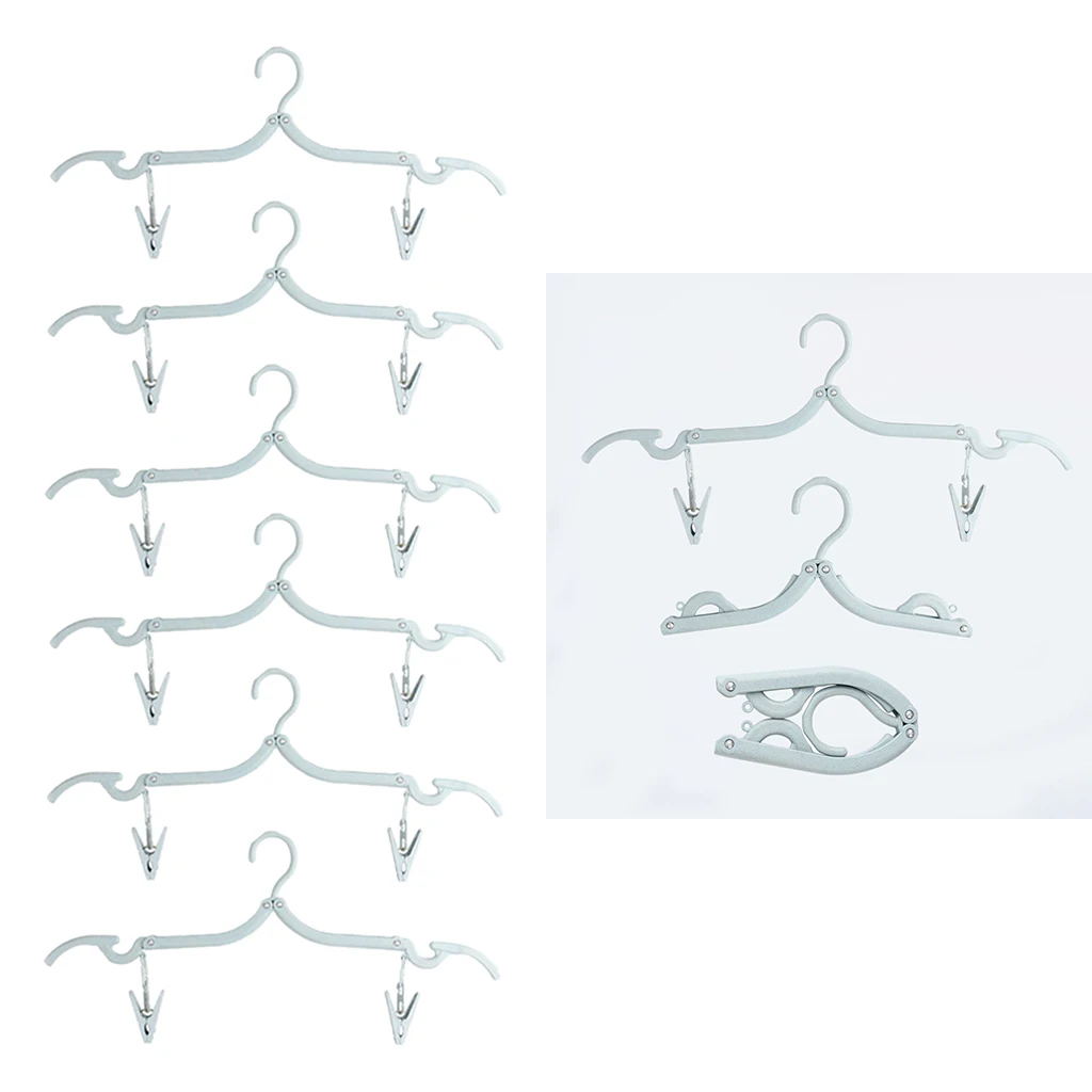 6Pcs Outdoor Camping Folding Plastic Clothes Hook, Travelling Hanger Racks