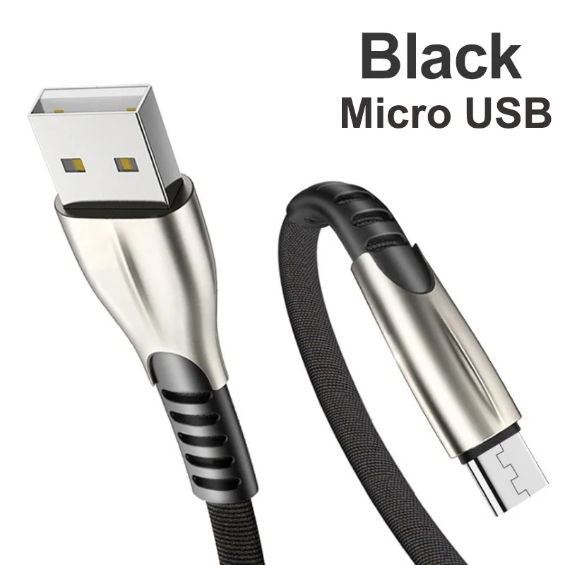 Black Micro Cable Micro USB кабель 3A Быстрая зарядка USB синхронизация данных Быстрая зарядка 3,0 кабель для samsung Xiaomi sony Honor LG Android Micro Дата-кабель - Цвет: Black Micro Cable