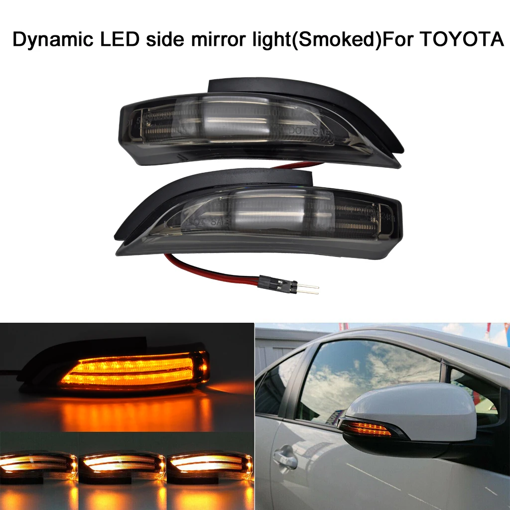 Amber Sequential Flash LED Side Mirror Turn Signal Blinker Light Assembly For Toyota Prius C, Venza, Avalon, Corolla iM, etc - Испускаемый цвет: Smoked