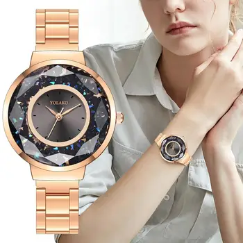 

YOLAKO Luxury Watches Women's Casual Quartz Stainless Steel Band Analog Wrist Watch montre femme luxe Best Christmas Gifts