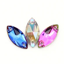 

26Colors Sew on Navette Rhinestone Button Flat Buckle Crystal Wholesale Glass Button Bulk Strass Clothes Decoration