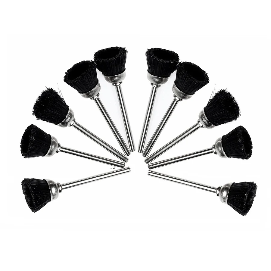 

10Pcs Black Nylon Rust Removal Burrs Cup Brush Polishing Buffing Wheels 15mm Electric Grinding Brush & 3mm Shank for Rotary Tool