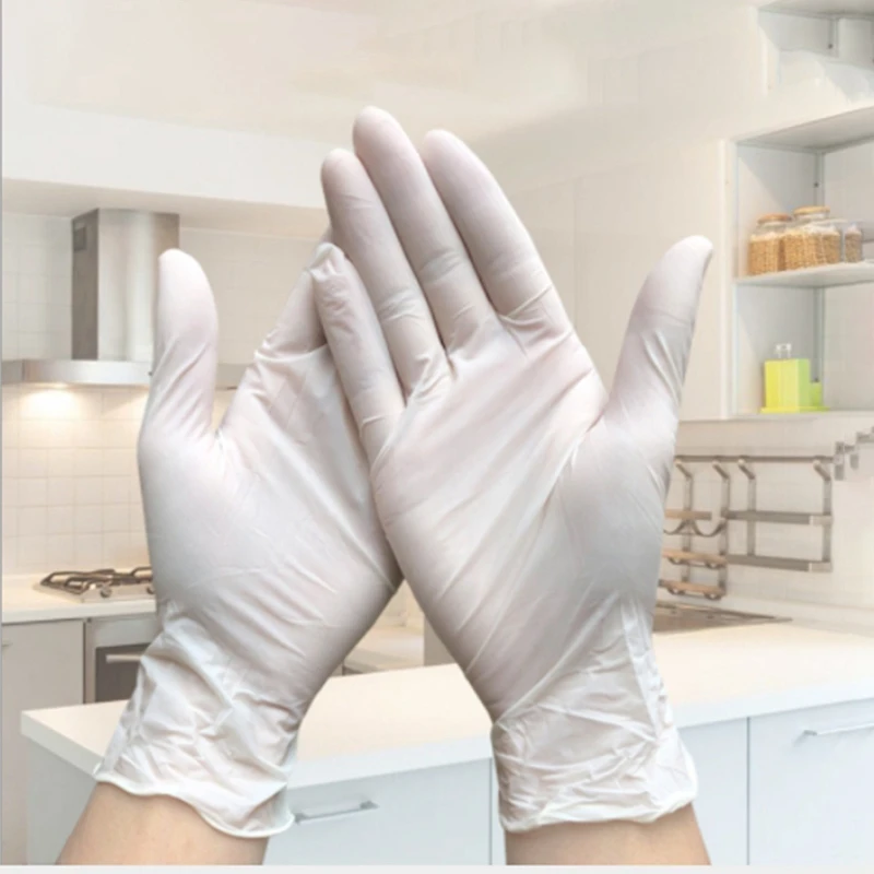 

1 Box Disposable Latex Gloves White Non-Slip Acid and Alkali Laboratory Rubber Latex Gloves Household Cleaning Products
