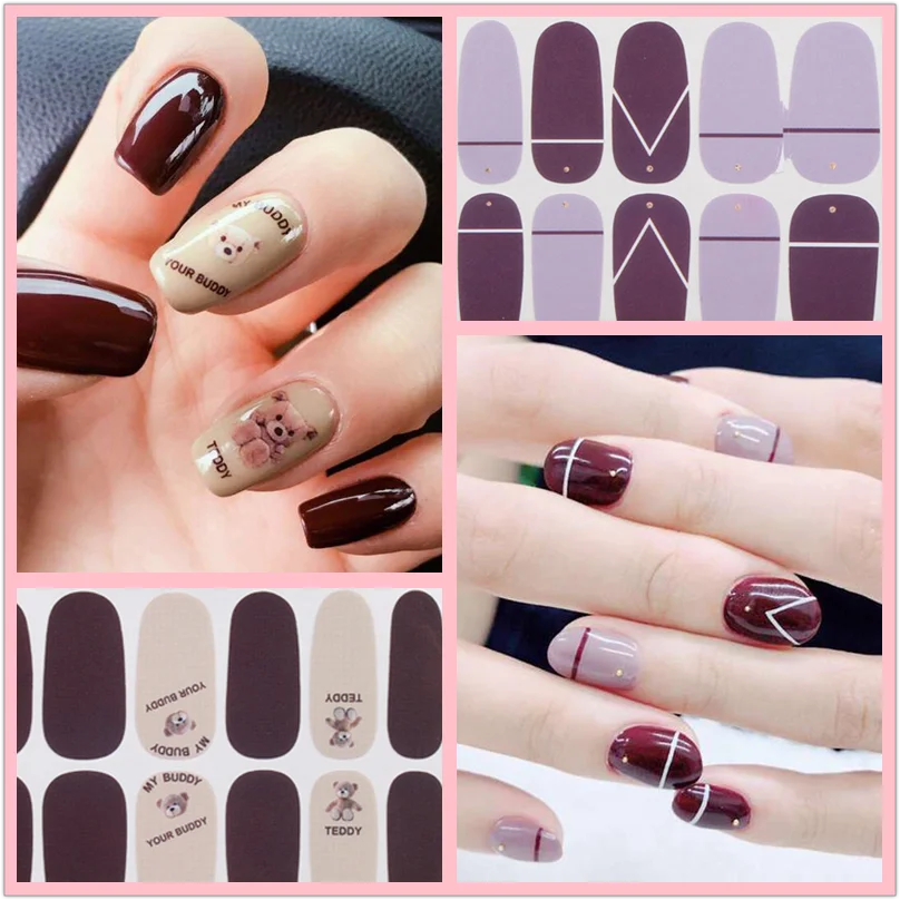 

14tips/sheet Beauty Nail Art Stickers Full Cover Sticker Wraps Decorations DIY Manicure Slider Nail Vinyls Adhesive Nails Decals