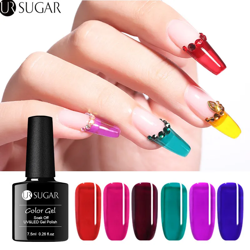  UR SUGAR 7.5ml Translucent Color Gel Polish Jelly Nails UV Gel Varnish Soak Off UV LED Semi Permane