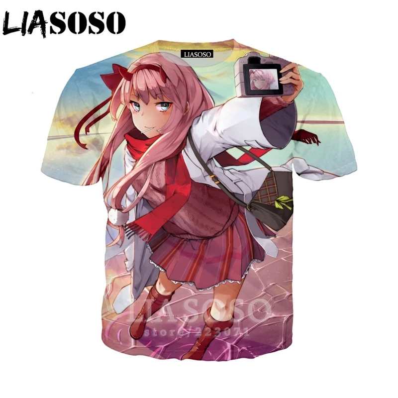 LIASOSO Darling In The Franxx Anime T Shirt 3D Print Men Women Sexy Girl ZERO TWO Tees Tops Men's Shirt Funny Pullover D001-03 (9)