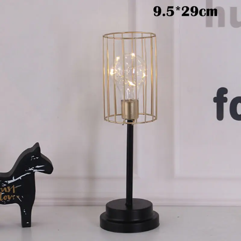 Party Event Supplies Nordic Style 3D Geometric Metal Industrial Tea Light Bed Side Home Decor Light Portable Lighting Accessorie