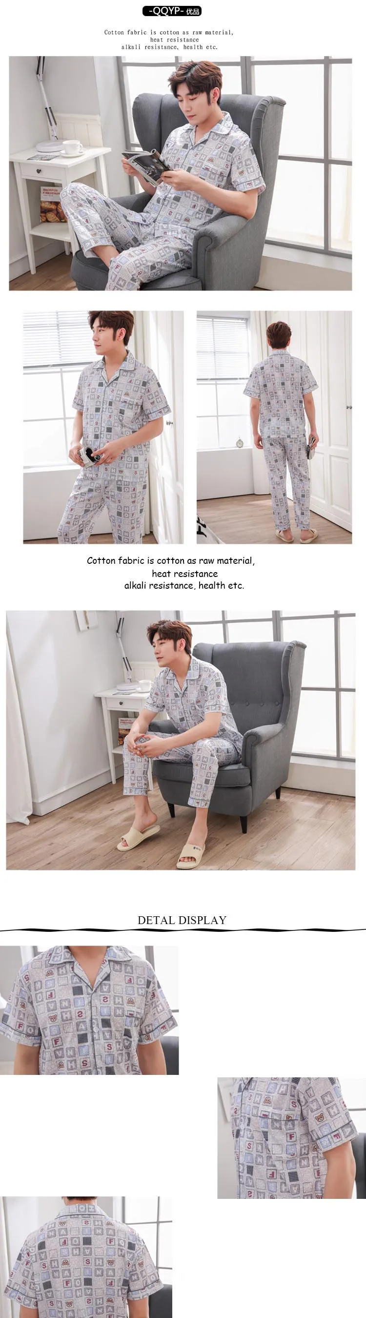 Mens pajamas men sleepwear Cotton Pajama Winter pijama hombre Mens Sleepwear Striped Sleepwear Sleep&Lounge Pyjamas Plus Size