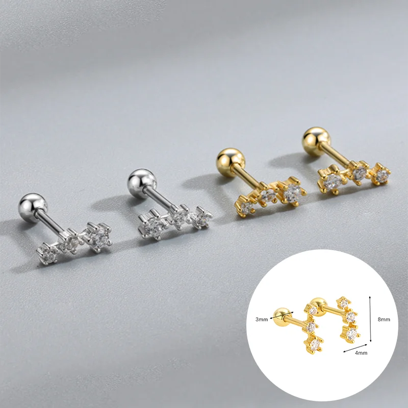 925 Sterling Silver INS Minimalist Cute Small Stud Earrings For Women 1 Piece