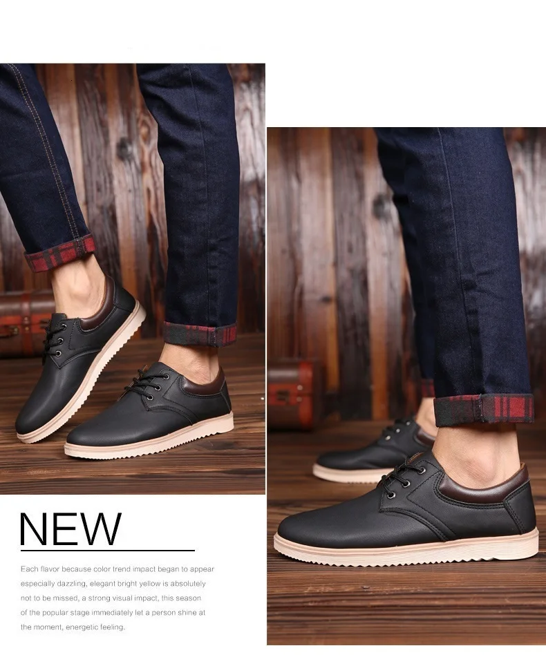 Spring Autumn Men Leather Casual Shoes Waterproof Breathable Tooling Male Footwear Fashion New Arrival Lightweight Flats