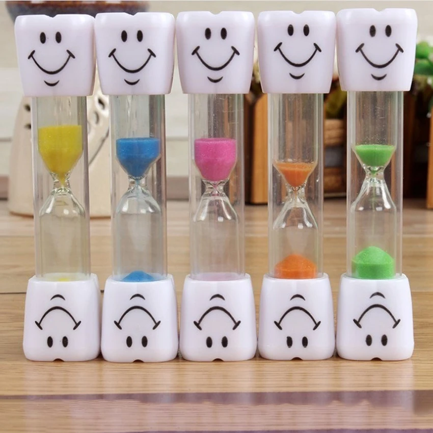 Smiling Face Hourglasses Children Kids Toothbrush Timer Sand Clock Egg Timers 3 Minutes/ 5 Minutes For Tea Cafe Reminder