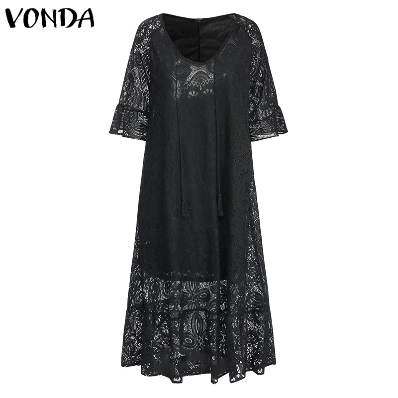 VONDA вечерние платья макси VONDA, богемное сексуальное платье с рукавом-бабочкой и кисточками, длинное платье, женский сарафан, летнее платье размера плюс, Vestidos