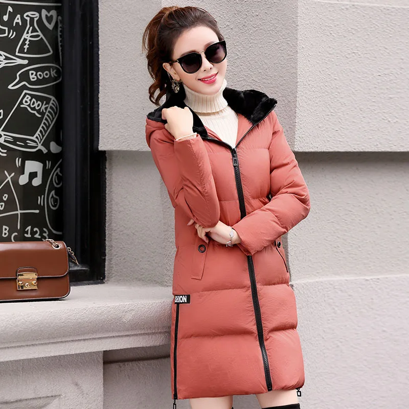 

2018 Winter New Style WOMEN'S Dress-Style Elegant Long Sleeve Mid-length Straight-Cut Hooded Slimming Solid Color Hot Selling do