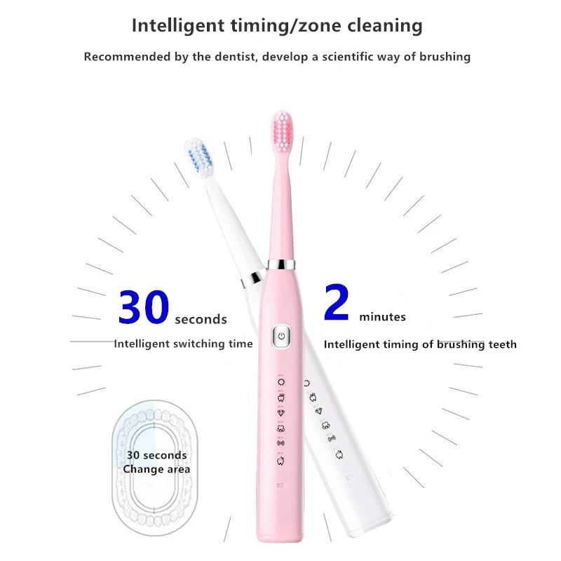 

Powerful Ultrasonic Electric Toothbrush USB Rechargeable Tooth Brush Adult Waterproof Ultrasonic Automatic 5 Mode 4 Brush Head