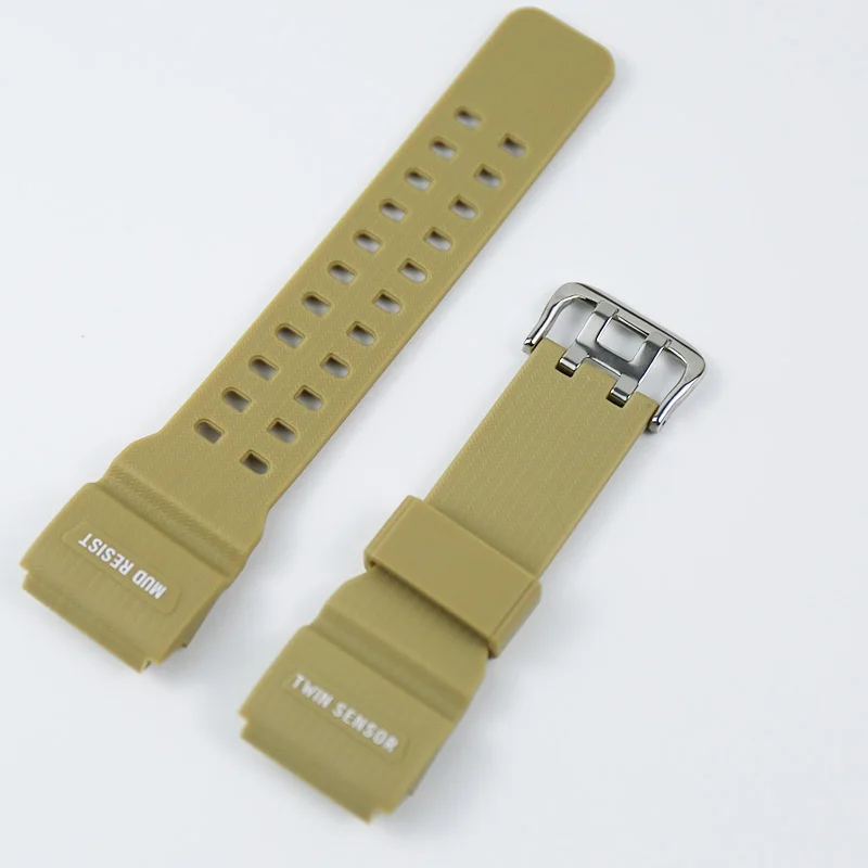 Khaki Аксессуары для часов с пряжкой 16 мм для Casio small mud king ремешок GG-1000GWG-100GSG-100 мужской спортивный резиновый ремешок - Цвет ремешка: Khaki