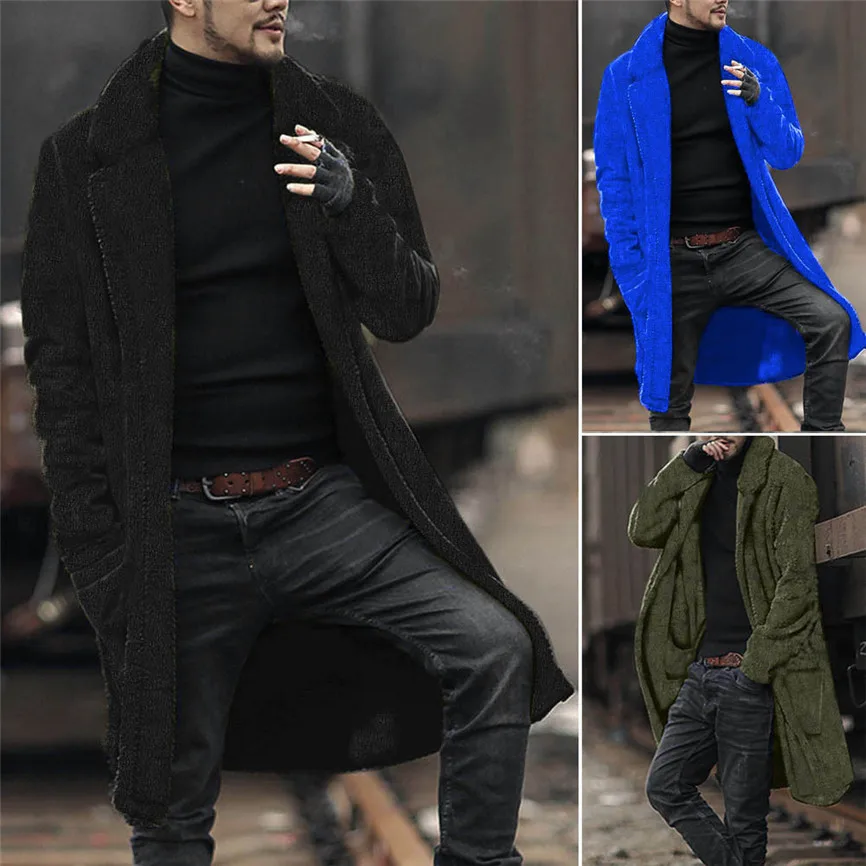 Мужская куртка, парка на осень и зиму, теплая верхняя одежда, модный мужской свободный теплый плюшевый кардиган, длинный пушистый двусторонний жакет, топы, блузки