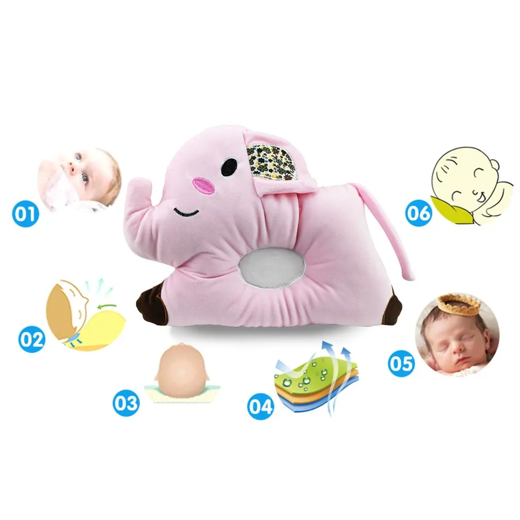 Newborn Baby Boy Baby Girl Memory Cotton Pillow Prevent Flat Head Pillow Anti-roll Healthy Positioner Support Bebe Elephant Gift