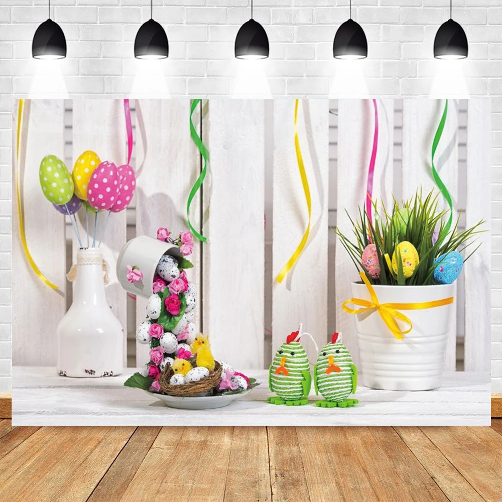 

Easter Spring Eggs Flower Wood Board Newborn Baby Portrait Photography Backdrop Vinyl Background For Photo Studio Photophone