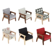 1:12 Кукольный диван кресло-кукольная мебель для дома кушетка-деревянный и тканевый-1/12 Шкала Кукольный дом мебель набор украшений