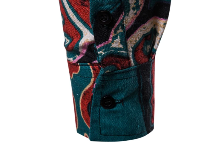 Men African Clothes Shirts Long Sleeve European Retro Flowers Colour Shirt Printing Male Blouse Tops Muslim Camisa Masculina