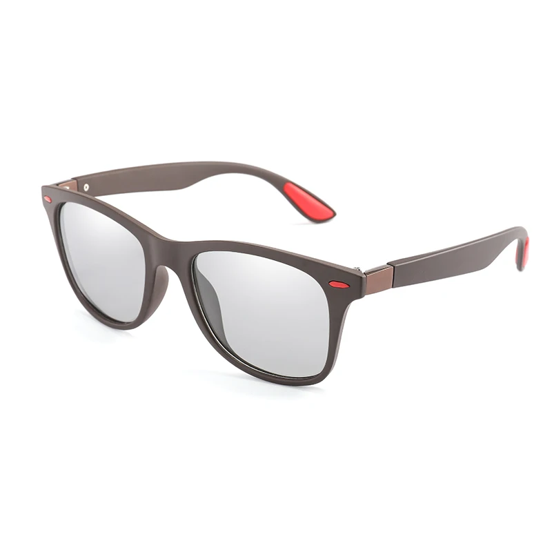 brown red Новые фотохромные мужские классические солнцезащитные очки с заклепками поляризованные солнцезащитные очки-хамелеоны мужские очки для вождения Gafas De Sol UV400 - Цвет линз: brown red