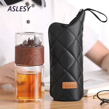 

Tea Water Bottle Business Style Travel Drinkware Double Wall Glass Tea Infuser Tumbler Stainless Steel Filters The Tea Filter
