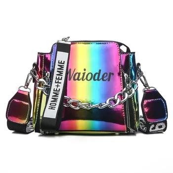 

Laser Women Letter Shoulder Bag 2020 Popular Female Handbag Holiday PU Messenger Bags For Lady Design Exquisite Crossbody Bucket