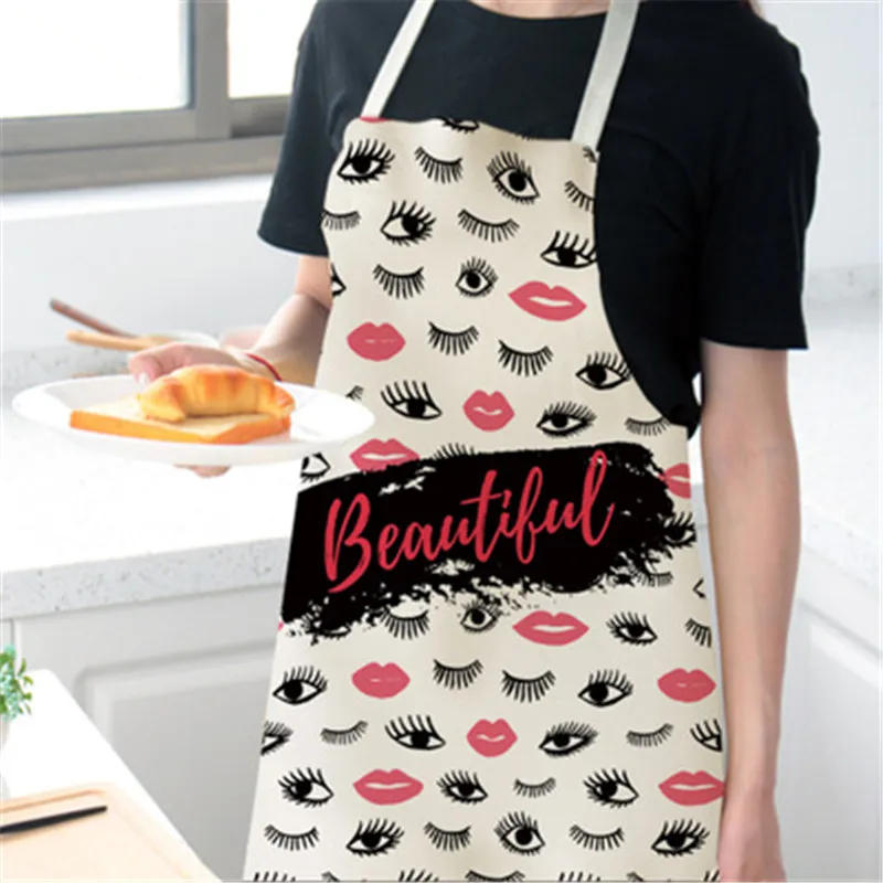 Cooking Kitchen Apron For Woman Nordic Fashion Eyelash Cotton Apron Women Adult Bibs Cooking Baking Coffee Shop Cleaning Aprons