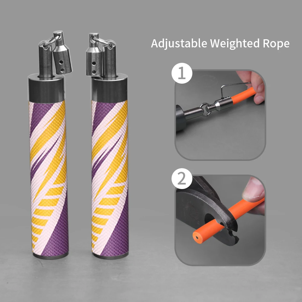 Weighted Jump Rope 8MM 550 gram, 1LB Skip Rope, Non-Slip PU Power Handles, PVC Adjustable Heavy Skipping Rope with Ball-bearing