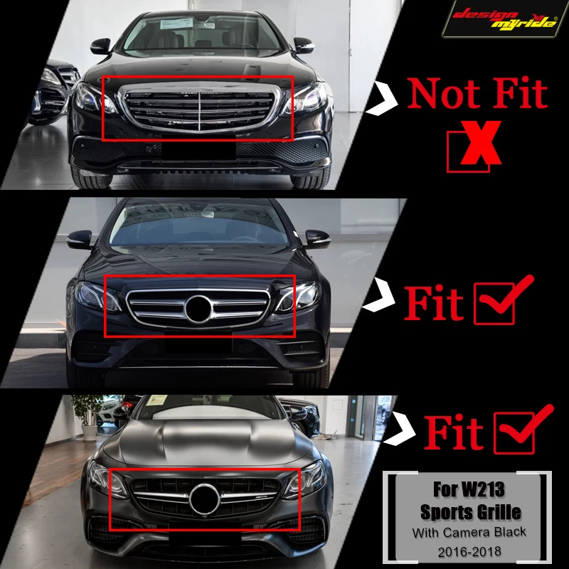W213 решетка черная aeamg-стиль для e-класса W213 E200 E250 E300 E350 решетка камеры сетка спортивный бампер без центрального логотипа 2013-in