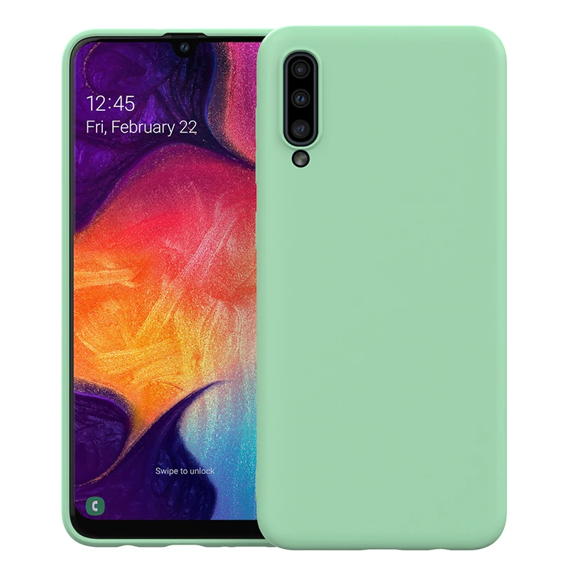

For Samsung Galaxy A50 Liquid Silicone Case Gel Rubber Slim Fit Case with Soft Shock Microfiber Cloth Lining Cushion