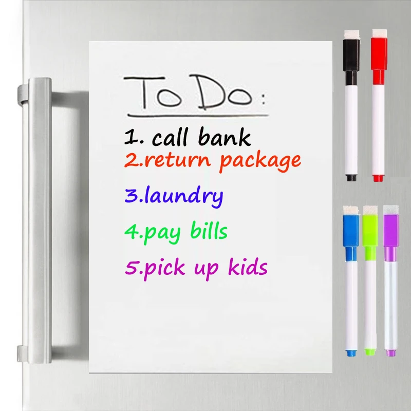 Details about   BL_ A5 Dry Wipe Magnetic Fridge Whiteboard Home Notice Memo Message Board with 3 