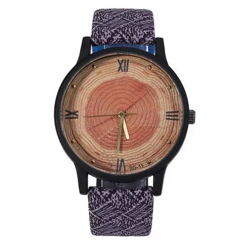 Navy Blue Топ люксовый бренд имитация дерева часы унисекс часы простые повседневные кожаные часы кварцевые наручные часы искусственная кожа новые мужские часы - Цвет: Navy Blue