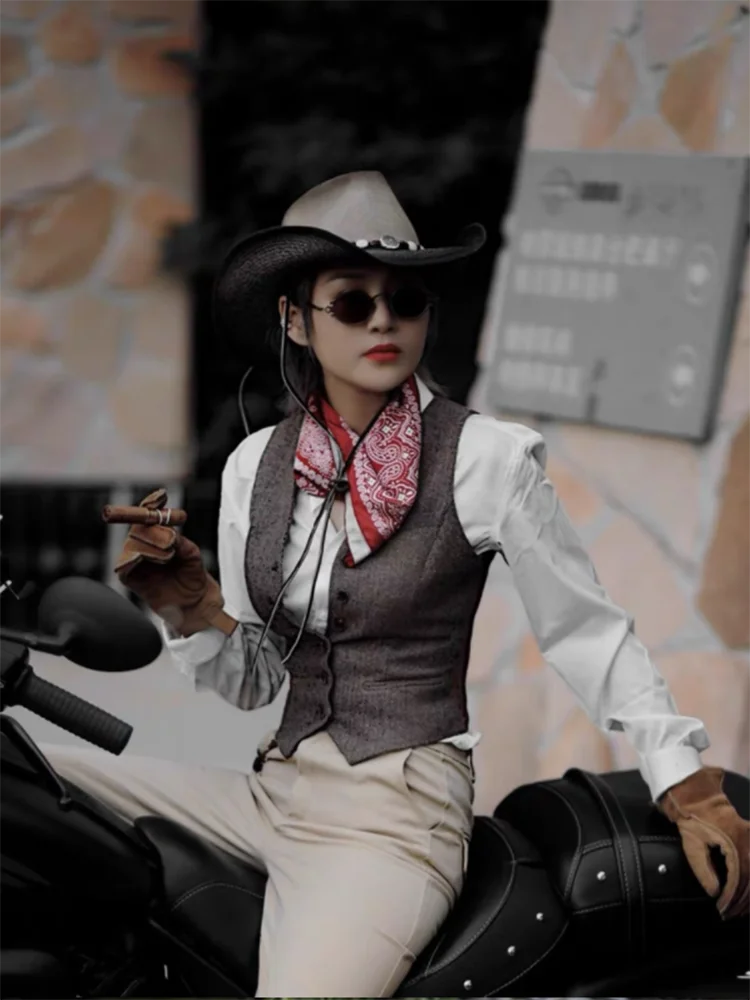 Women's Suit Vest Business Work Jacket Slim Fit Casual Herringbone Waistcoat Retro жилетка женская chalecos para mujeres 5