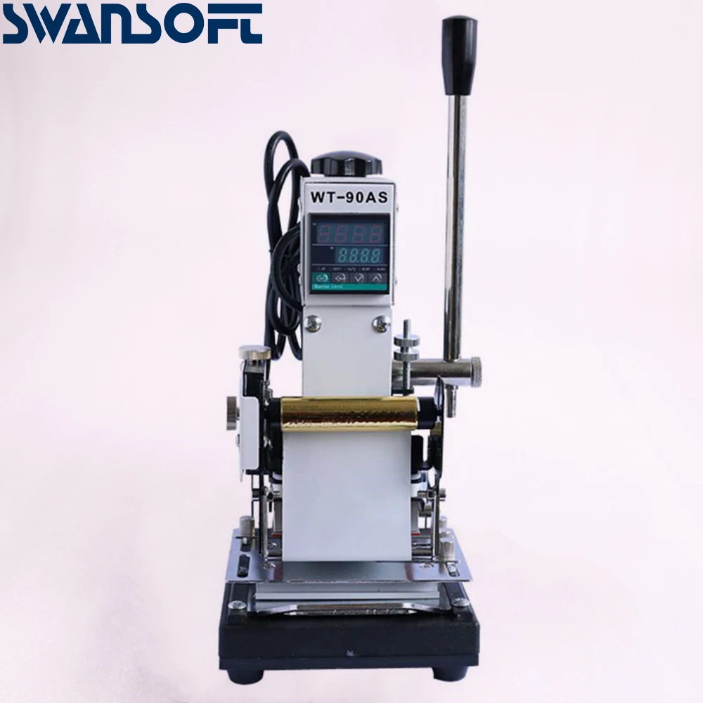 Digital display type SWANSOFT WT-90AS ручная машина для штамповки пластиковых карт, RCIDOS машина для горячего тиснения фольгой, ПВХ/имя карты Бронзирующая машина(6X9 cm - Цвет: Digital display type