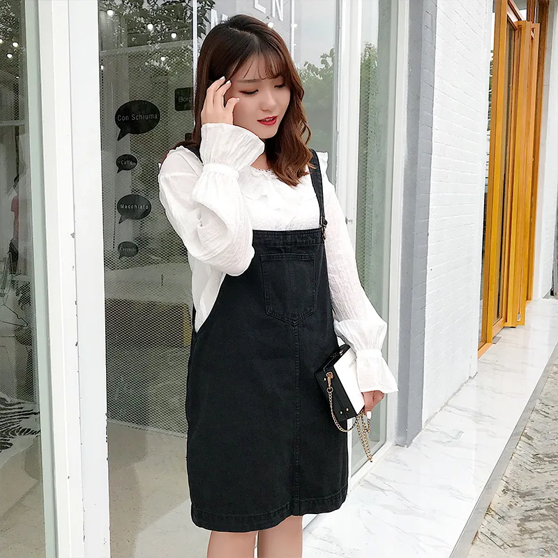 Large Size Dress Suspender Strap Regulation Skirt Summer Fat Mm New Style Loose-Fit 200 Younger Fashion Cowboy Suspender Strap S