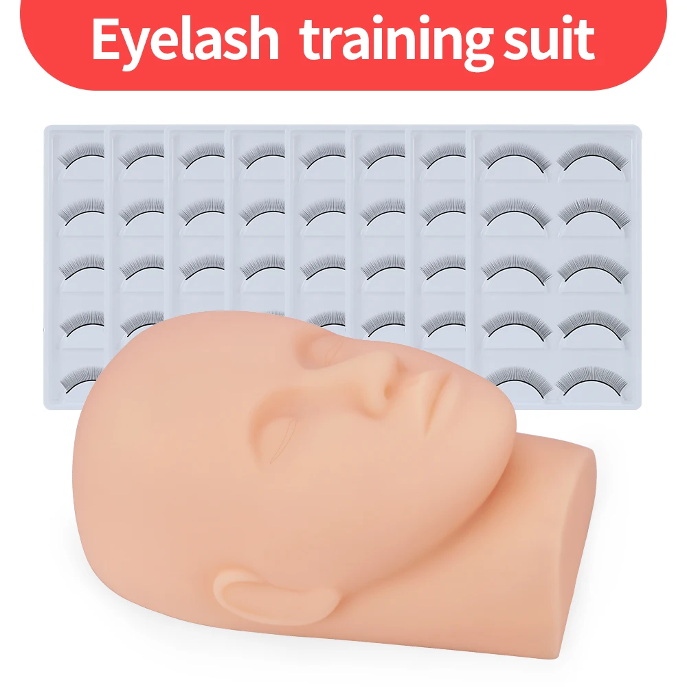 Practice False Eyelashes Silicone Mannequin Model Head Training Set Eyelash Extension Grafted Lashes for Beginners Teaching afbeelding